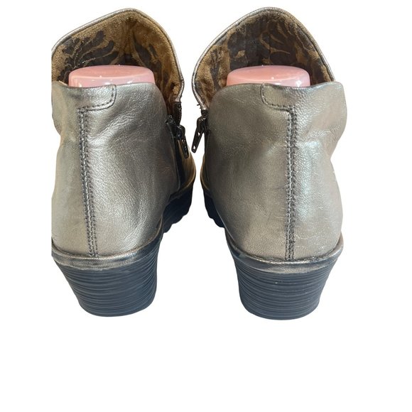 Fly London EU 41 Gold Metallic Weso Boots Booties | Leather Upper - Picture 6 of 13